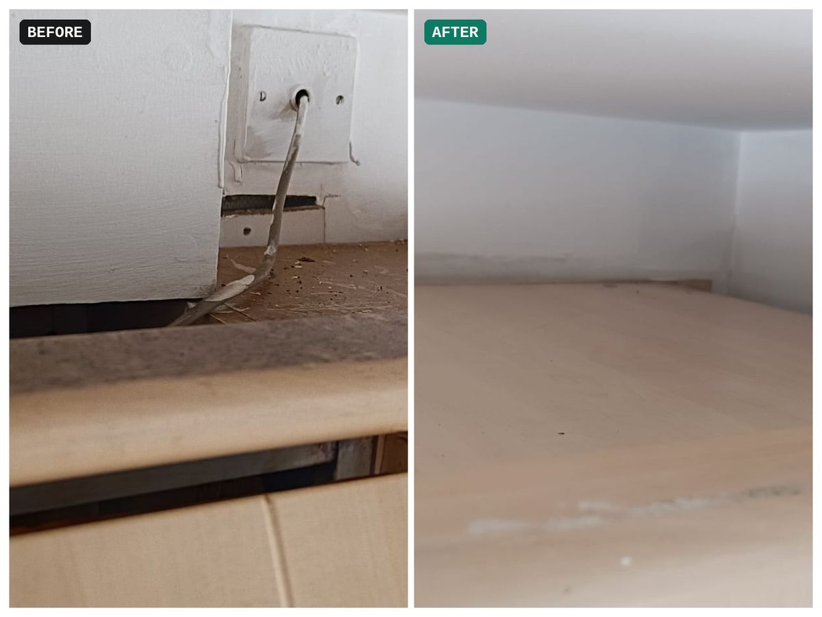 Tops of kitchen wall units, before and after an end of tenancy clean